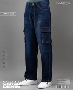 ZY Streetwear Logo personnalisé broderie hommes Baggy Denim pantalon lavé multi-poches décontracté blanc ample Hip Hop hiver hommes Cargo - Product Image 6