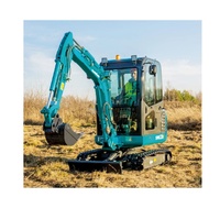 Excavadora Sunward SWE 20F/FED de uso pesado, construida con una batería de litio confiable y un mecanismo de acoplamiento rápido.