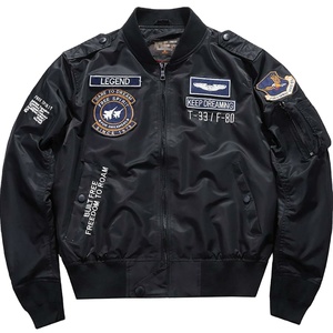 Customized Embroidered Logo Patches Quilted Bomber <b>Jacket</b> for Men Casual Ribbed Collar Light Windproof Airlift <b>Pilot</b> <b>Jacket</b> - Product Image 1