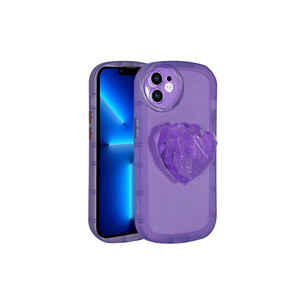 Funda de Silicona Morada Netzy para iPhone 12, Silicona Suave con Protección de Cámara e Integración con Pop Socket, Modelo A53, Cubierta Trasera - Product Image 1