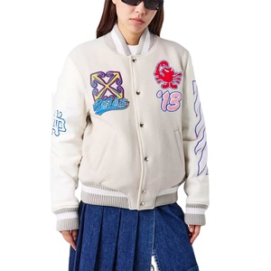 2025 personalizado 100% Material de lana transpirable hecho mujer Crop Varsity chaqueta diseño personalizado Crop College chaqueta de béisbol para mujer - Product Image 1