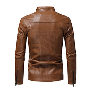 Veste en cuir véritable pour hommes personnalisée de meilleure qualité pour l'automne hiver col montant fermeture à glissière respirante de style de rue haute - Product Image 2