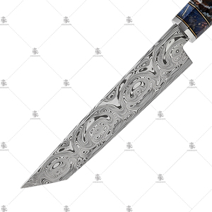 มีดคิริทสึเกะ 6 นิ้ว ผลิตจากเหล็กดามัสกัสเกรดพรีเมียมของสวีเดน ลาย Grosserosen  พร้อมด้ามไม้เมเปิลเบิร์ลและวูลลี่สโตน - Product Image 3
