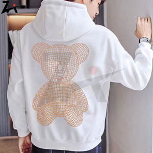 Sudadera con Capucha de Invierno Personalizada para Hombre, Manga Larga, Diseño de Calavera, Talla Grande, Bordado 3D, Pedrería, Algodón Grueso y Pesado, Estilo Holgado - Product Image 4