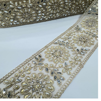 Fait sur mesure avec perles en forme de goutte de rosée, lacets brodés à la machine de différents modèles et couleurs pour robes de mariée