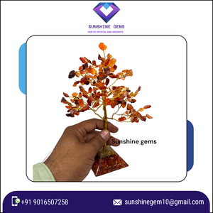 Carnelian Crystal <b>Tree</b> with Orgone Pyramid Base Gemstone Figurine for Creativity Positive Energy Feng Shui Decor From India - Product Image 2