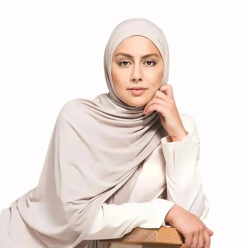 High-end lycra hijab for women plain and stretchy lycra jersey scarf shawls for Islamic ladies