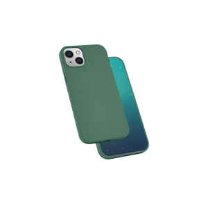 Étui en silicone liquide de qualité supérieure vert foncé effet soie pour iPhone 13 Mini, antichoc, fin, souple, coque arrière en silicone, modèle A53 - Product Image 1