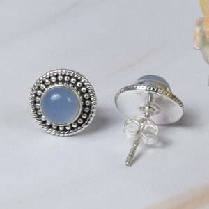 Calcédoine bleue pendentif chaîne de pierres précieuses en argent Sterling 925 avec chaîne pendentif élégant mai cadeau de naissance pour anniversaire - Product Image 2