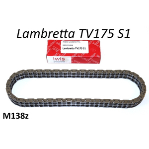 Cadena de Transmisión Trasera Iwis Lambretta TV1, Nueva Cadena y Piñón de Acero para Motocicleta en Caja - Product Image 1