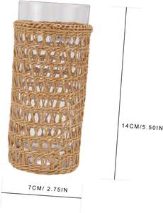 Élégant manchon de paille léger décoratif en verre tissé tasse porte-paille accessoires de boissons ajustement verre verres promotionnels - Product Image 4