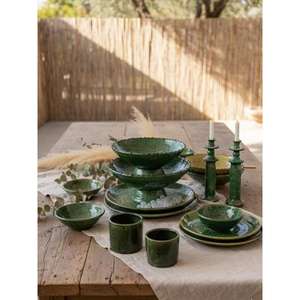 Tazón de Cerámica Artesanal Marroquí Tamegroute con Esmalte Verde, Artesanía Bereber Vintage, Decoración para el Hogar, Regalo - Product Image 1