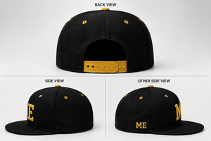 Casquette Snapback Unisexe Premium Y2K Noir et Or avec Broderie 3D, Visière Plate, 6 Panneaux, en Toile Respirante et Imperméable, Style Streetwear Décontracté, Lettre - Product Image 2