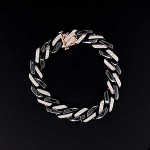 Pulsera de eslabones cubanos personalizada al por mayor, estilo Hip Hop, oro de 10K, plata 925, con diamantes cultivados en laboratorio, cadena de eslabones para hombre - Product Image 1