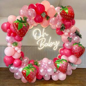 Kit de arco de guirnalda de globos de <span class=keywords><strong>fresa</strong></span>, decoración de fiesta de primer cumpleaños de bayas, decoración de revelación de género, decoración de fondo de fiesta temática de frutas - Product Image 2