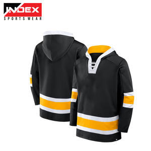 Sudadera con capucha única personalizada para hockey, 100% algodón, equipo de sarga de aparejos, camiseta de hockey sobre hielo con capucha, camiseta de hockey con cordones - Product Image 2