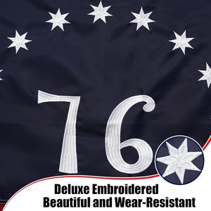 ธงชาติอเมริกันปักลายสองด้าน ขนาด 3x5 ฟุต รุ่น Bennington 76 Betsy Ross ทนทาน ปี 1776 ลาย 13 ดาว สำหรับใช้งานกลางแจ้ง - Product Image 6