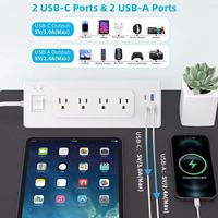 Putih 6.5 kaki Multi-Plug kabel ekstensi 15 AMP/1200 Joules Surge Protector Power Strip 4 soket listrik Outlet Extender Plug