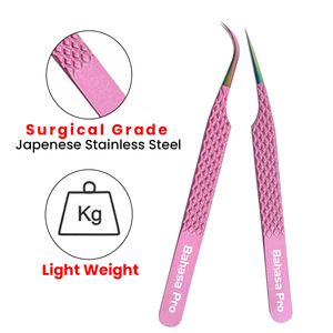 แหนบต่อขนตาปลายแหลมสแตนเลสสตีลสีชมพูพร้อมโลโก้แบบกำหนดเอง ด้ามจับเพชร - Product Image 4