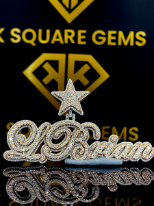 Custom <b>Initial</b> Logo Hip Hop <b>Pendant</b>, <b>Initial</b> Letter Hip Hop <b>Pendant</b>, Moissanite <b>Pendant</b>, Ice Out Hip Hop Jewelry, Rose Plated - Product Image 4