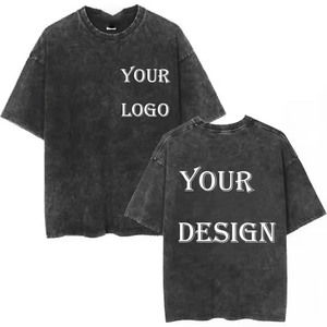 Camiseta de punto con letras para hombre, camiseta unisex informal lavada de algodón 100 por ciento con estampado personalizado - Product Image 1