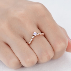 Anillos DE BODA Diamante Oro blanco Único Arco Iris Piedra lunar Lujo Nuevo diseño Oro sólido Anillo de joyería fina con anillo de diamantes reales - Product Image 5