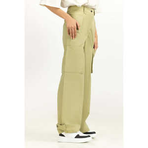 Pantalons cargo et crayon classiques en toile pour femmes, taille haute/basse avec fermeture élastique, respirants et froissés WM-NDJ-SS25-005 - Product Image 3