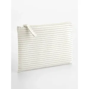 Pochette de toilette rayée en coton biologique, pochette écologique pour gadgets - Product Image 1