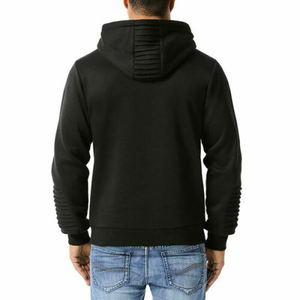 Vente en gros de sweats à capuche noirs pour hommes, 100% coton, respirants, confortables, élégants, vêtements décontractés pour l'hiver, service OEM personnalisable - Product Image 4