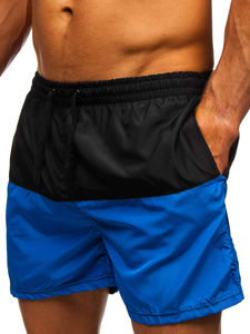 Maillot de bain imperméable noir et bleu solide uni séchage rapide Sports de plein air Shorts de gymnastique en gros été uni hommes TrunkShorts - Product Image 5