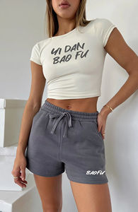 Manufacturer Professional Customization <b>Women</b> Sweat <b>Top</b> <b>and</b> Match <b>Shorts</b> <b>Sets</b> in Fleece Fabric From Pakistan - Product Image 2