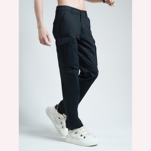 กางเกงคาร์โก้ผู้ชายกางเกงขาตรงลายทางมีกระเป๋าหลายช่องใส่สบายกางเกงผู้ชายซักได้ - Product Image 3