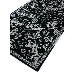 Tapis Imara en laine et viscose tufté à la main, motif floral rayé gris et noir, pour la maison, le couloir, la salle, taille rectangulaire, modèle Tra-13543 - Product Image 2