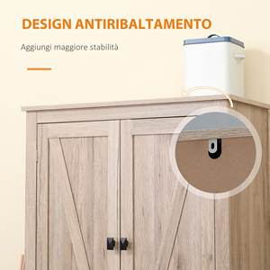 HOMCOM-Armario de cocina de 4 puertas con estantes ajustables y base de madera elevada, 80x40x182cm - Product Image 6