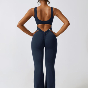 Combinaison de sport pour femme avec coussinets amovibles, justaucorps de fitness, combinaison de yoga une pièce à effet froncé pour femme - Product Image 2