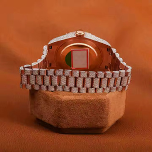 Premium Mens Analog Quartz Watch with Sparkling Moissanite Diamonds Stainless Steel Luxury <b>Wristwatch</b> for Business Meetings - Product Image 4