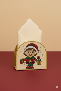 Collection de porte-serviettes de Noël perlés, décorations de fêtes haut de gamme, motifs festifs de Noël (Père Noël, lutin, sapin) brodés artisanalement - Product Image 2