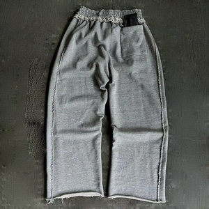 Pantalon de Survêtement Homme Baggy en Coton Molleton Lourd Français, Taille Haute, Jambe Large, Délavé, Rayé à Ourlet, Streetwear Personnalisé, Haute Qualité - Product Image 2
