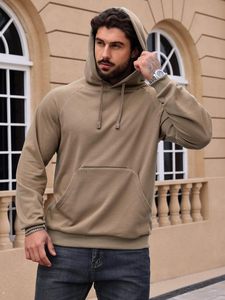 Sweat-shirts à capuche décontractés pour hommes à manches longues en polaire douce avec poche zippée, pour l'hiver, couleur unie, technique - Product Image 3