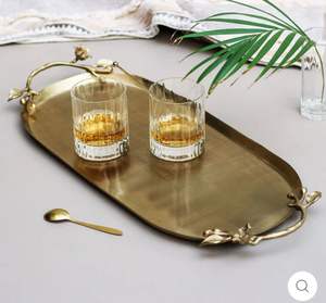 Bandeja Rectangular Deslizante de Aluminio Estilo Art Deco con Diseño Artístico para Servir, Multiusos para Bebidas y Utensilios de Cocina - Product Image 1