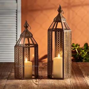 Antique Gold Finished Iron Metal And Glass Candle <b>Lantern</b> for Wedding & Event Party Decoration Hanging <b>Lantern</b> - Product Image 2