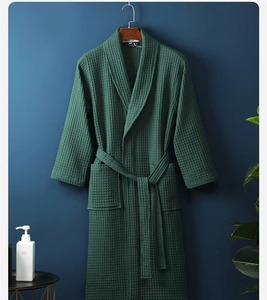 Haute qualité 100% coton été printemps bain hôtel robe de nuit couleurs vives bonne qualité respirant peignoir gaufre longue Robe - Product Image 3