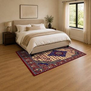 <b>RUGS</b> DEPOT LXDP-0408 Wholesale Red <b>Burgundy</b> Modern Vintage Digital Printed Machine Washable Chenille Area <b>Rug</b> Non Slip - Product Image 3