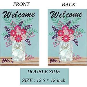 Pack of 2 <b>Garden</b> <b>Flag</b>, Welcome Home Banner, Double Sided Mason Jar Linen <b>Flags</b> For Outdoor, Home , Yard ,Decoration12.5 x 18 - Product Image 4
