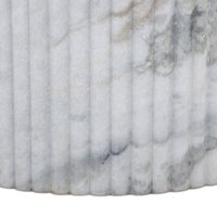 Table de salle à manger de cuisine au design nordique italien, finition laquée en marbre blanc, base de piédestal ronde à texture lourde, aspect linéaire