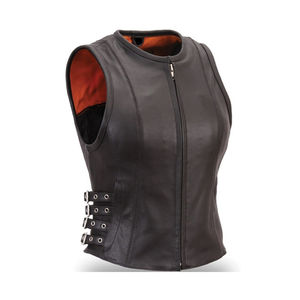 Breathable Winter <b>Vest</b> for Men Wholesale Plus Size Leather, Customizable Crew Neck Motorbike Style - Product Image 1
