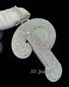 Custom Iced P Pendant VVS Lab Grown <b>Diamond</b> Sterling <b>Silver</b> Rhodium Plated Hip Hop <b>Necklace</b> Customized Letter Charm Gift for Hip - Product Image 1