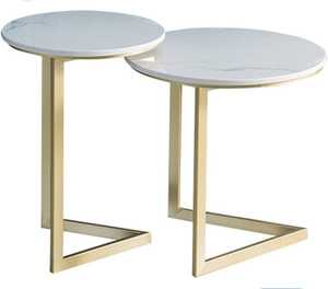Modern Round Coffee <b>Table</b> with Iron Frame Customizable Design & Top Grade Quality for Home Office Living Room & <b>Balcony</b> - Product Image 6