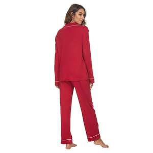 Pigiama da donna con maniche lunghe pantaloni in vita elastica morbidi e traspiranti con motivo di carattere per la casa comode tasche taglie-solo L - Product Image 3