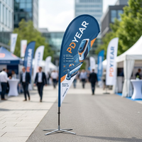 Drapeau publicitaire personnalisé en polyester léger et imperméable, avec logo sur mesure, en forme de goutte d'eau, pour l'extérieur